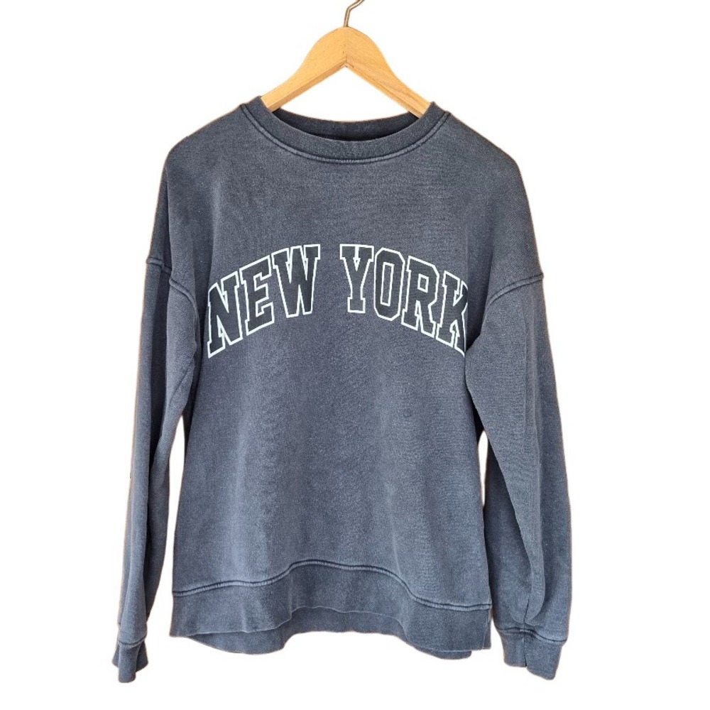 Daisy Street Gray New York Boyfriend Crew Sweatshirt Women M Oversize Streetwear
